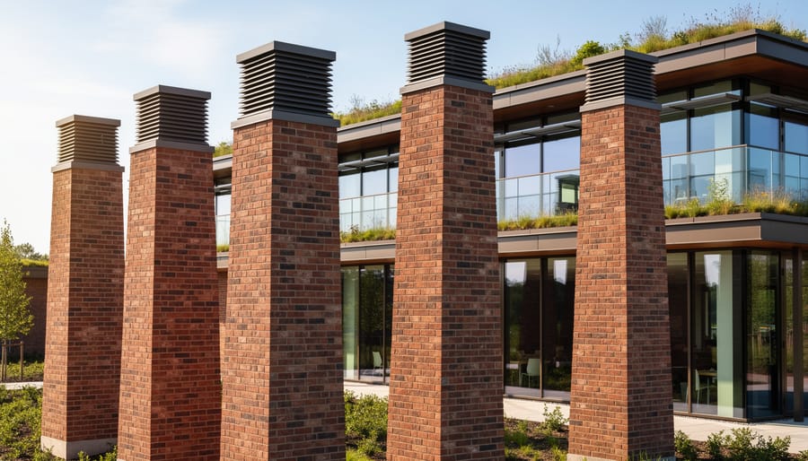 Aerial view of circular brick-lined ventilation shaft showing traditional masonry construction