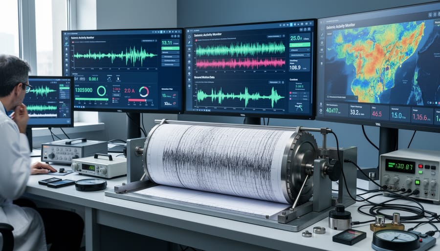 Seismograph monitoring equipment outside in an outdoor research area